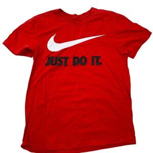 Nike Mens JDI Swoosh T-Shirt Small Red "Just Do It" Tee Short Sleeve Crew Neck